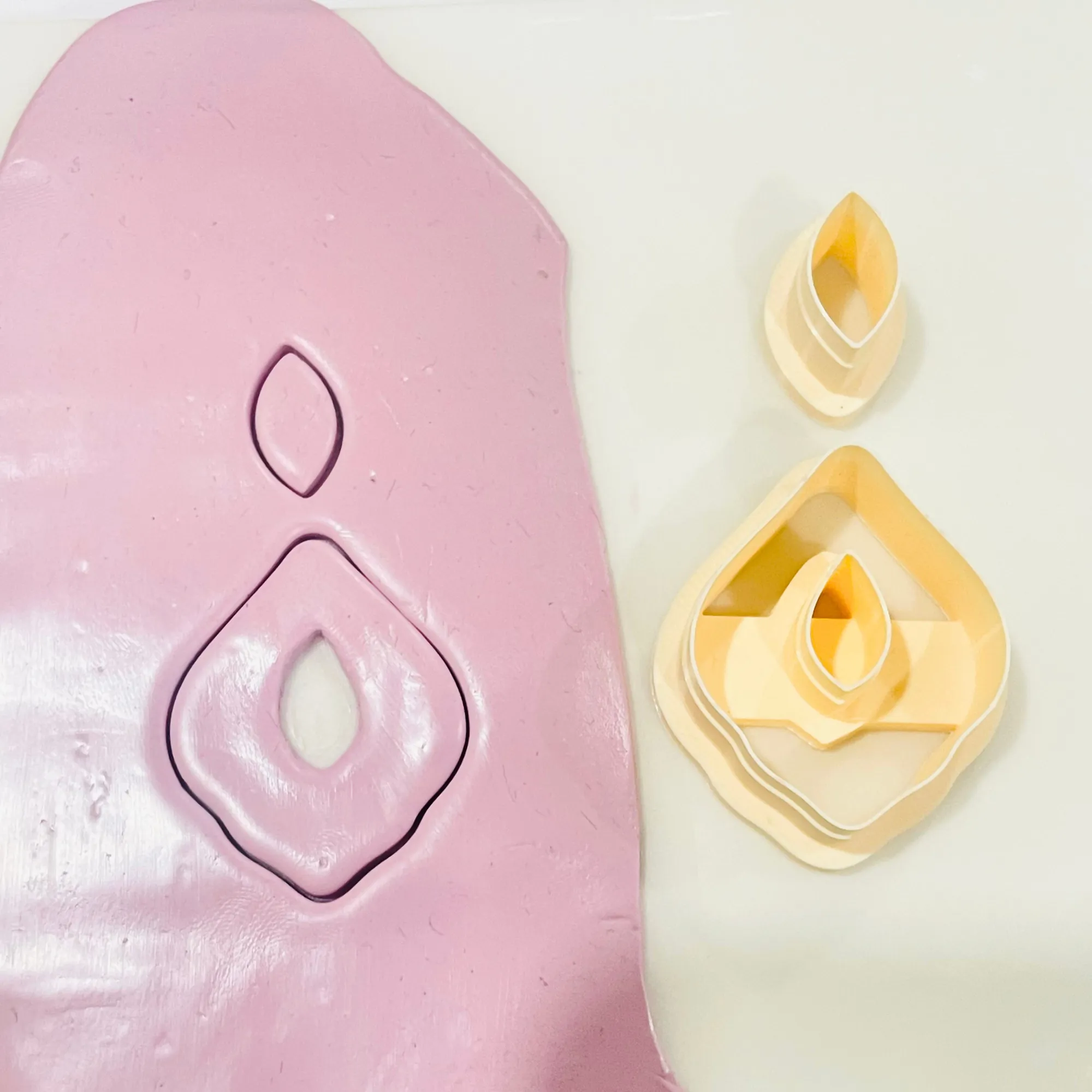 Organic Soft Square Frame & Marquise Cutout Earring Polymer Clay Cutter Set KG028 | 55mm x 28mm | 2-Piece Clay Cutter Set 60