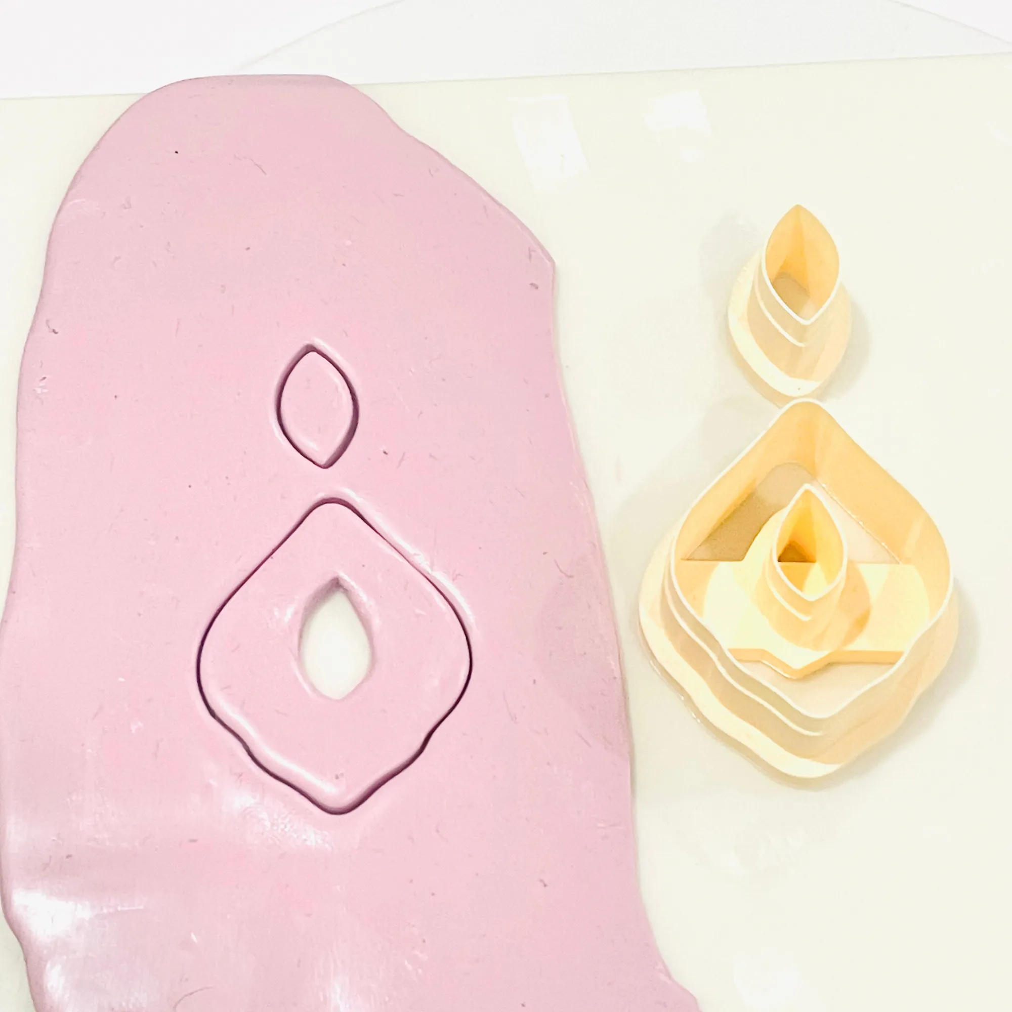 Organic Soft Square Frame & Marquise Cutout Earring Polymer Clay Cutter Set KG028 | 55mm x 28mm | 2-Piece Clay Cutter Set 62