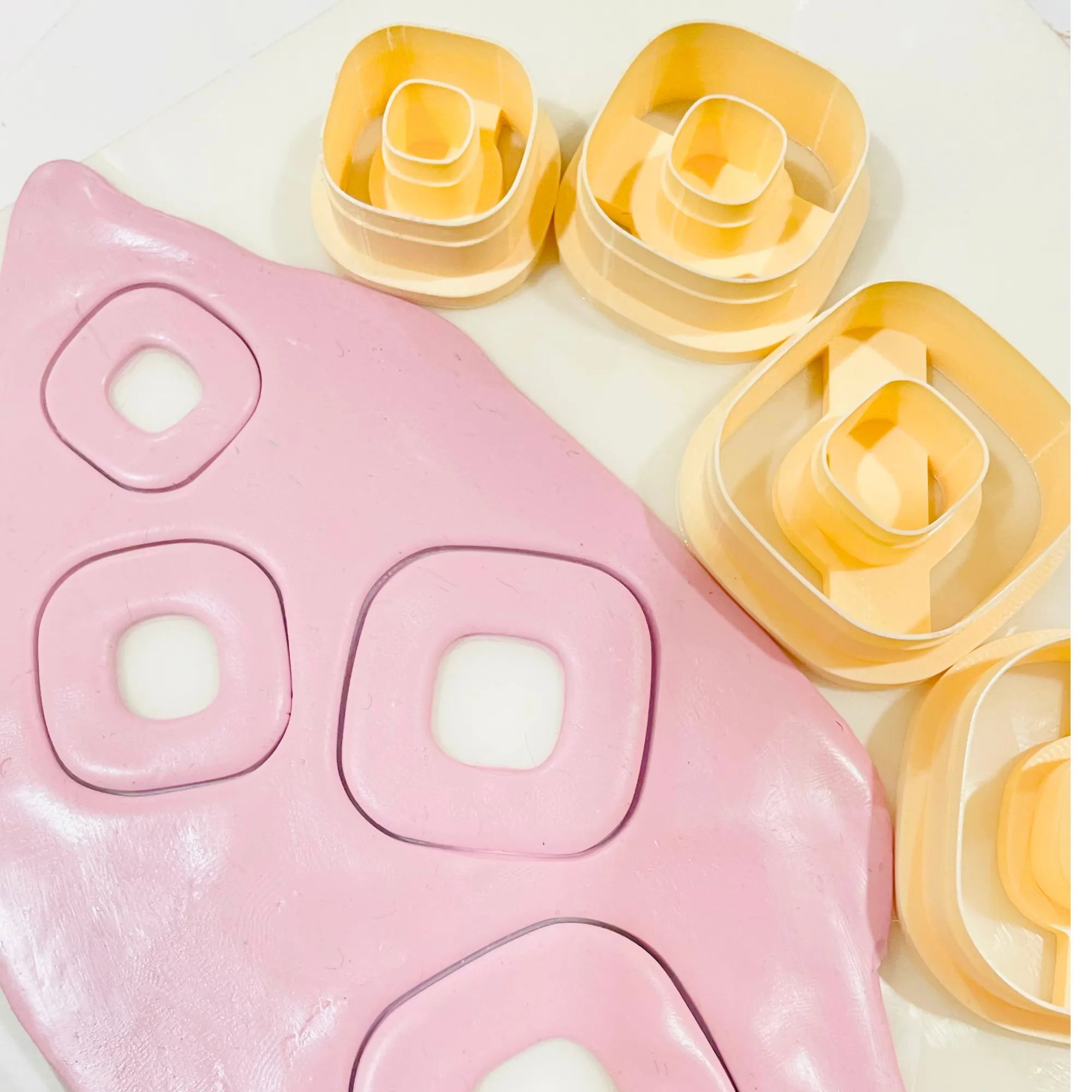 Square Doughnut Earring Polymer Clay Cutter Set KG032 | 4-Piece Nesting Hollow Soft Square Set (20mm, 25mm, 30mm, 35mm) 72